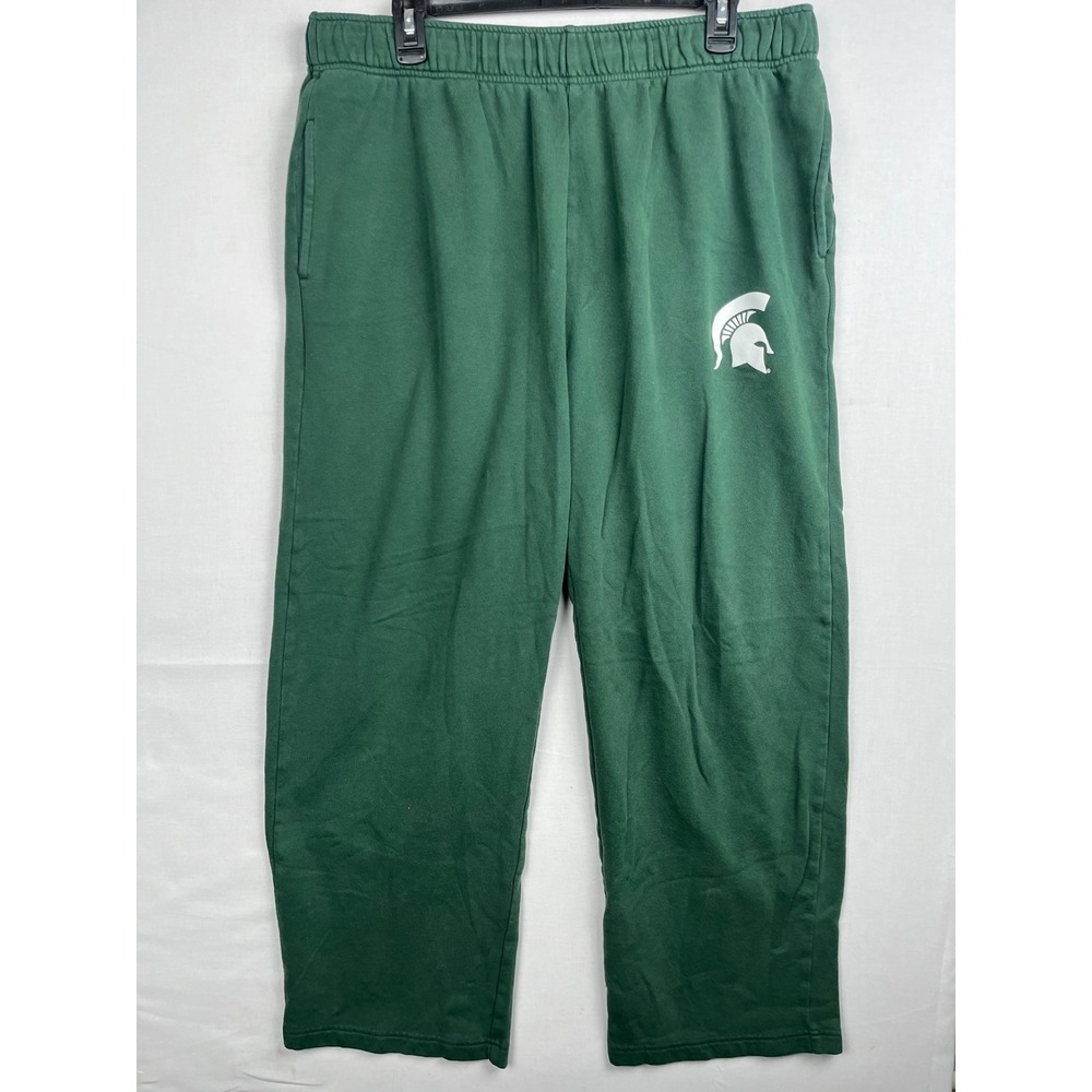 Fanatics Michigan State Spartans Sweatpants Mens 2XL Green Fleece Logo NCAA